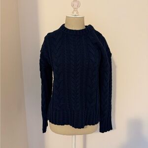 J. Crew Dark Blue Cable Knit Sweater